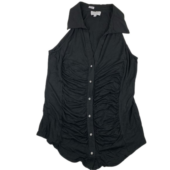 Carmen Tops - CARMEN Button Up  Sleeveless Tank Top